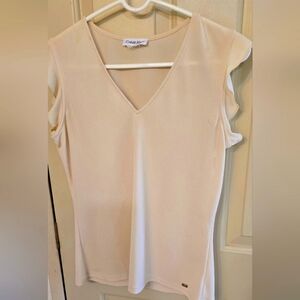 Calvin Klein Creme Flutter Sleeve Blouse Sz Small